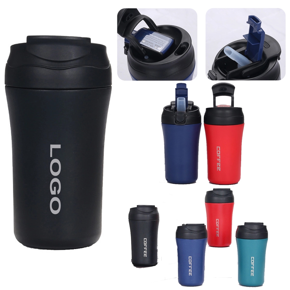 14Oz Reusable Double Wall Vacuum Tumbler Mug With Straw 2