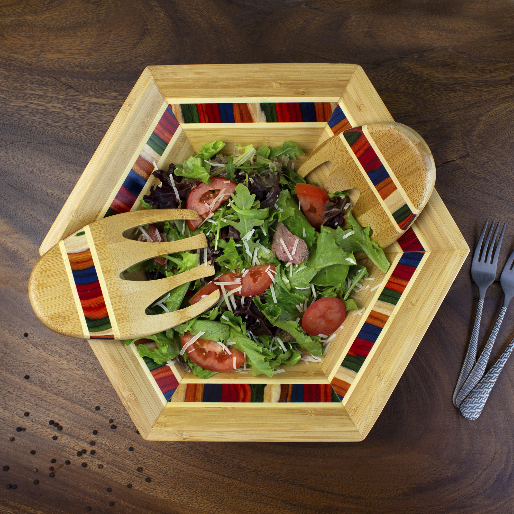 Baltique® Marrakesh Salad Bowl & Salad Hands Set 4
