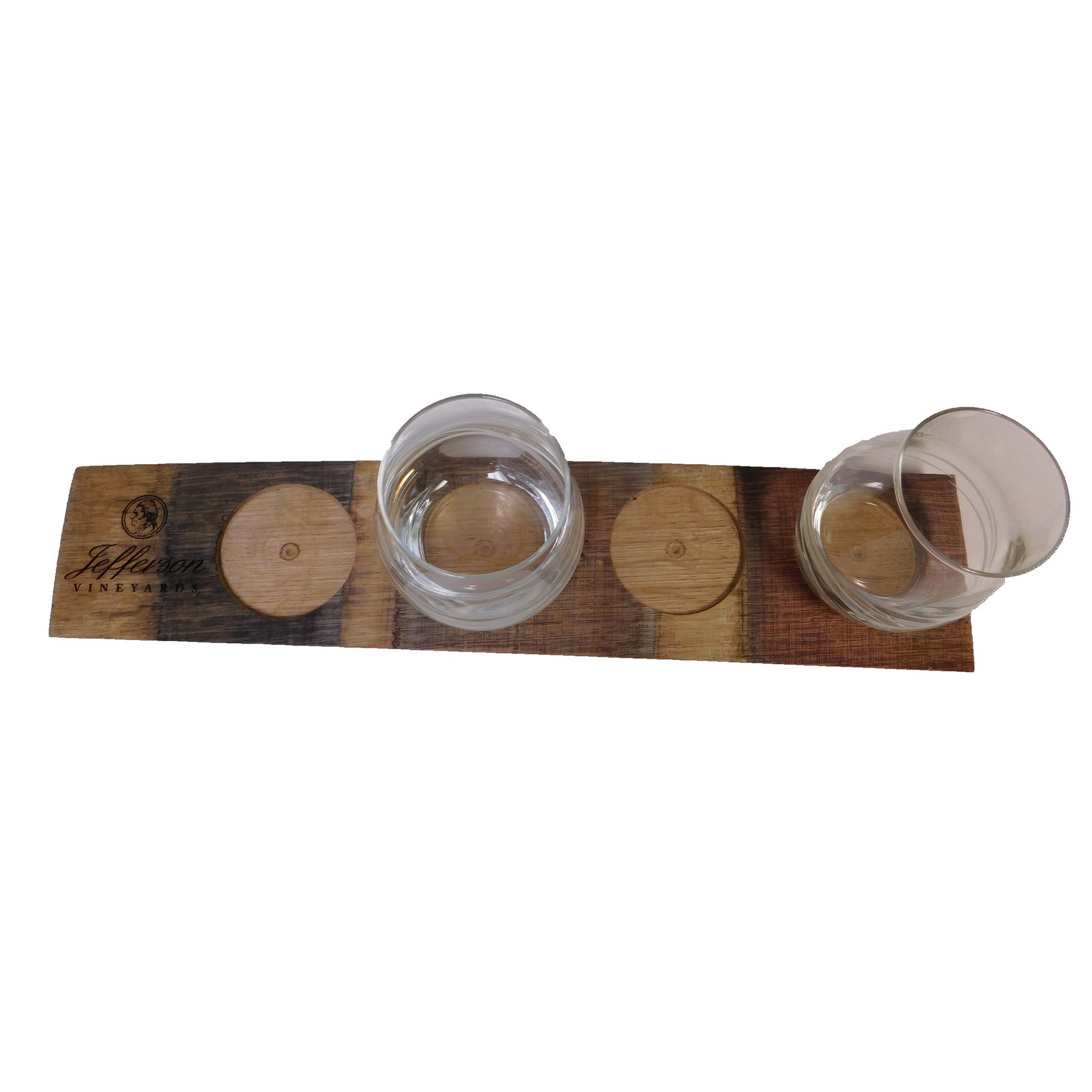 Reclaimed wood flight board for 4 glasses with laser engraving 2