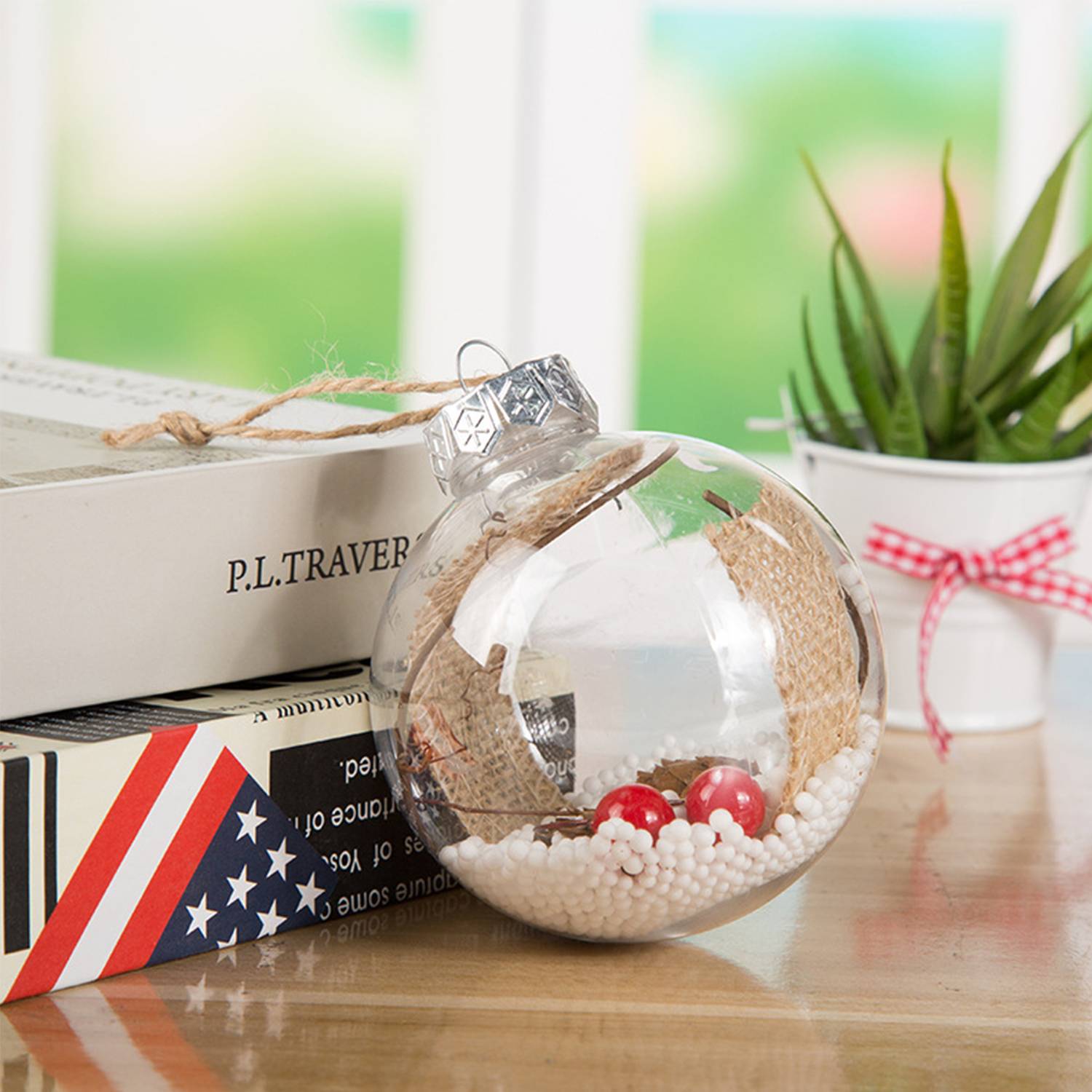 Round Clear Plastic Christmas Ball Ornaments 7