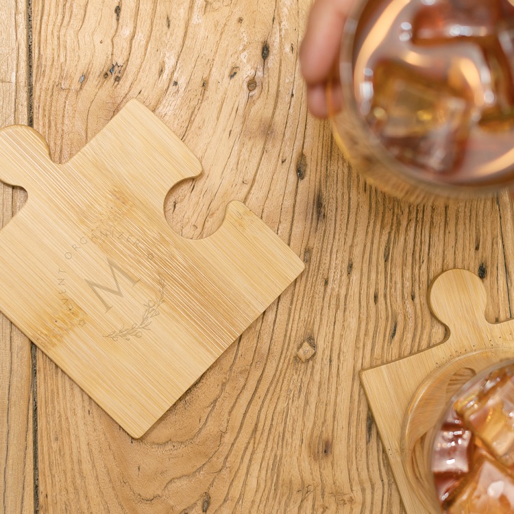 Puzzle Bamboo Coaster Set 7
