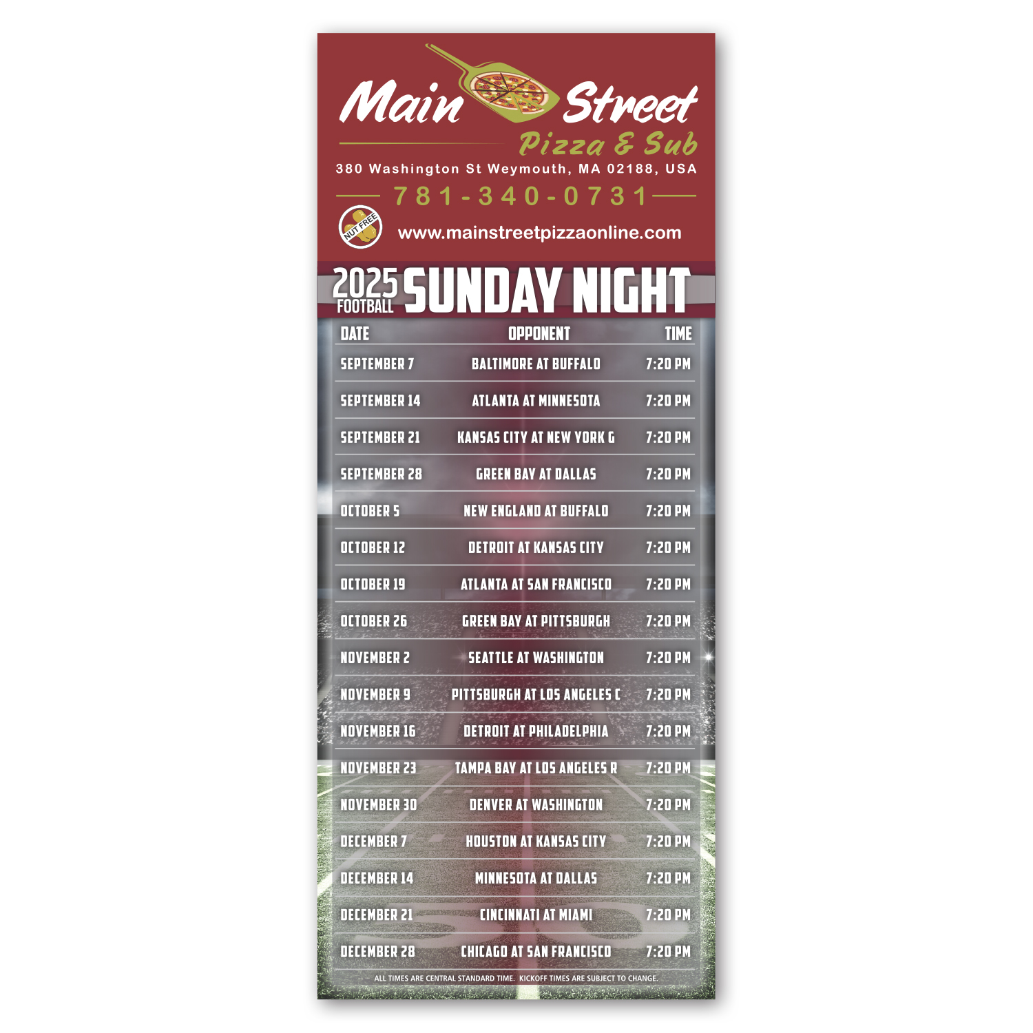 Football Schedule Magnet 4