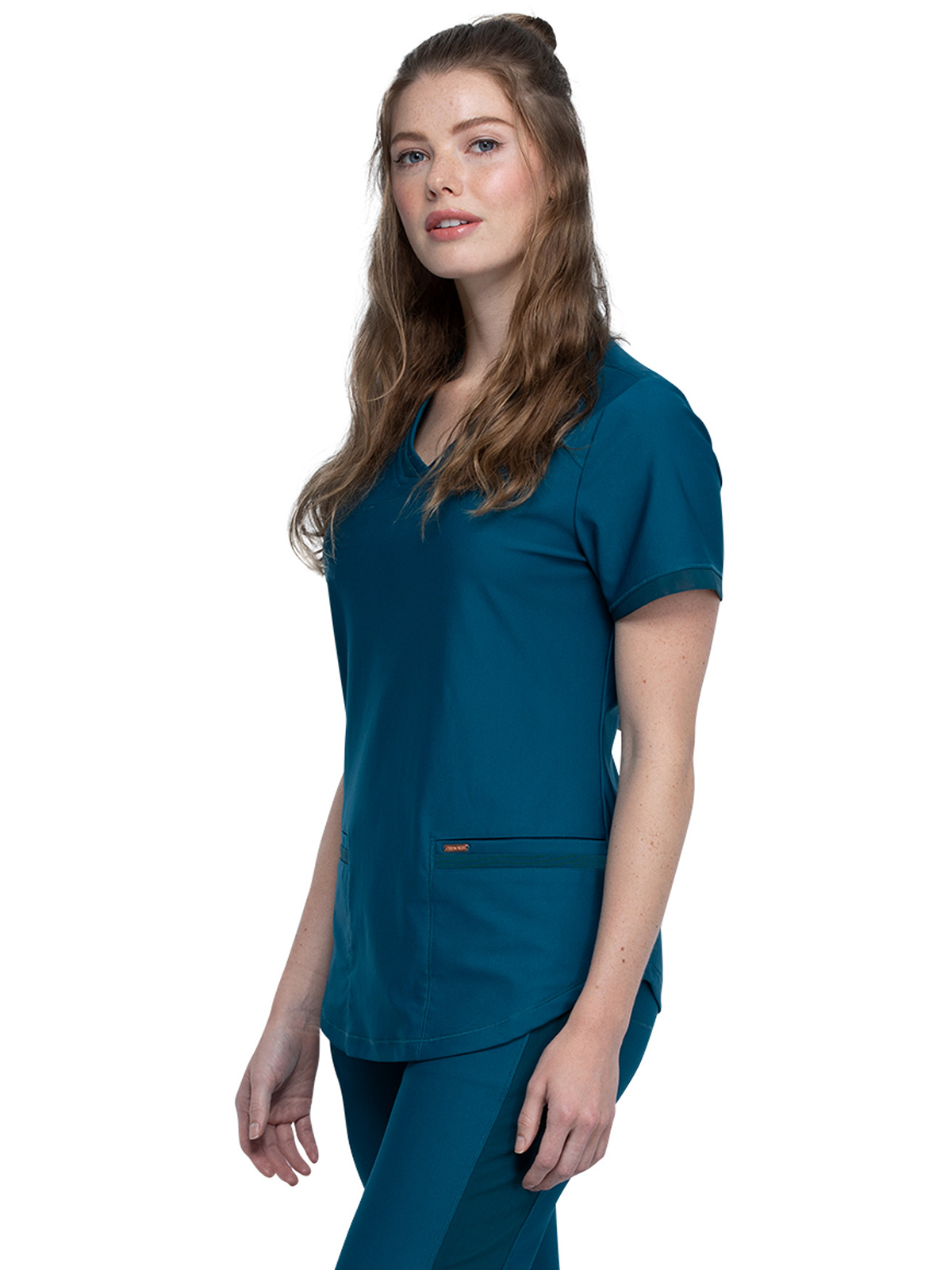 Cherokee - Form - Women's 2-Pocket Curved Hemline V-Neck Top 13