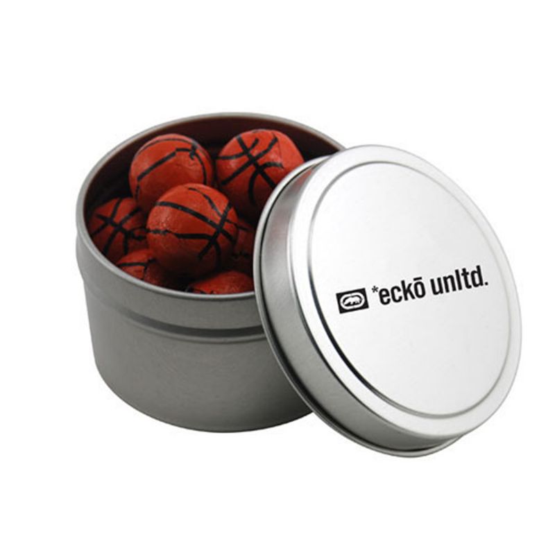 Round Tin with Chocolate Basketballs 1