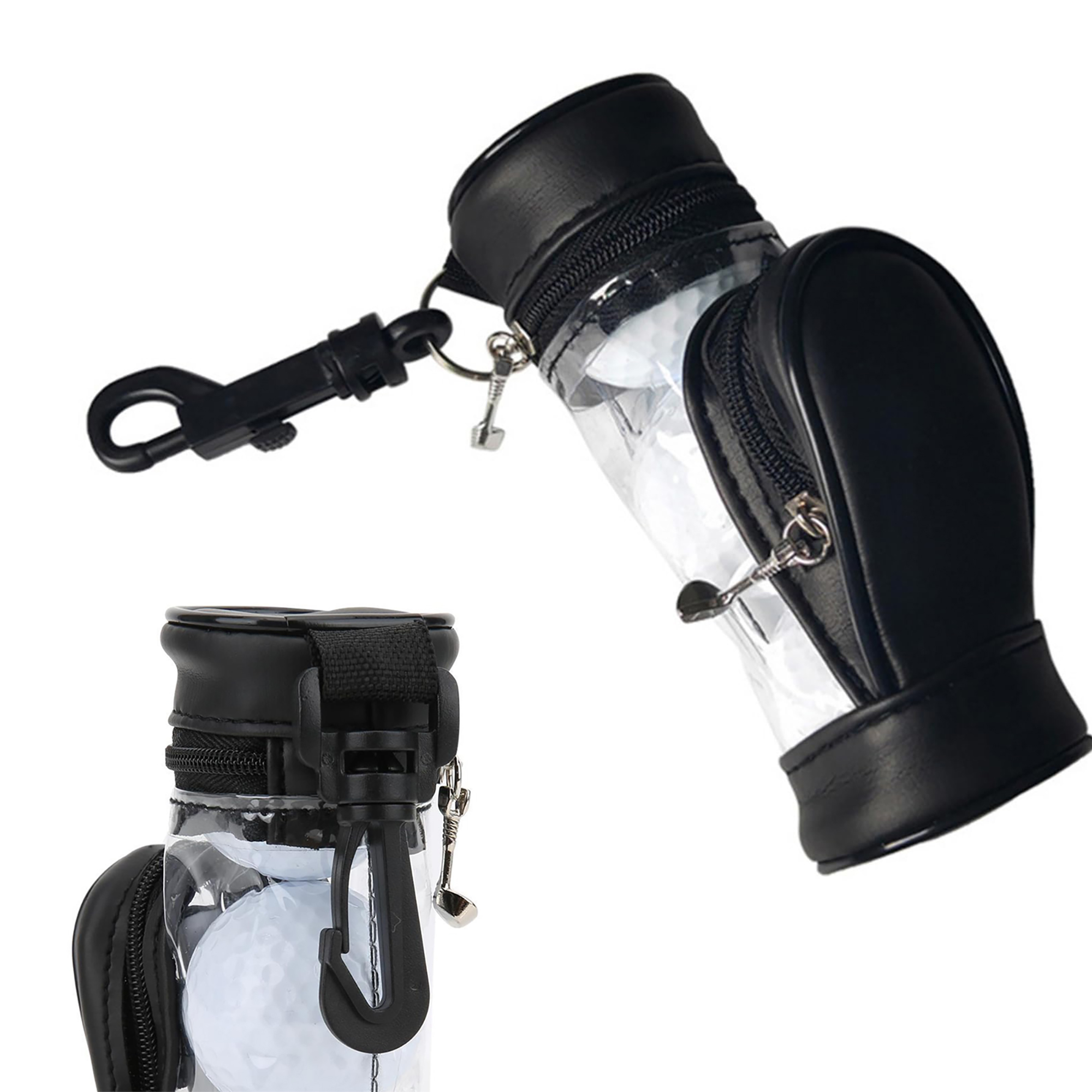 Portable PU Golf Ball and Tee Holder with Clip 3