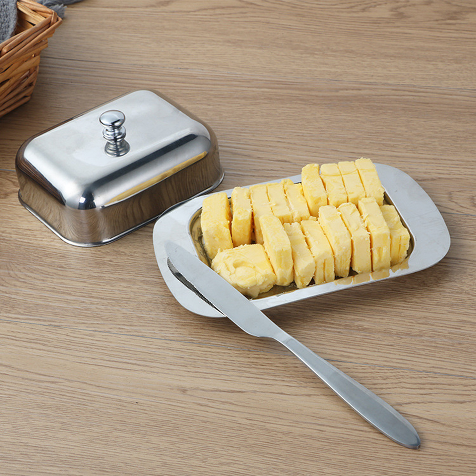 Stainless Steel Butter Dish with Lid 4