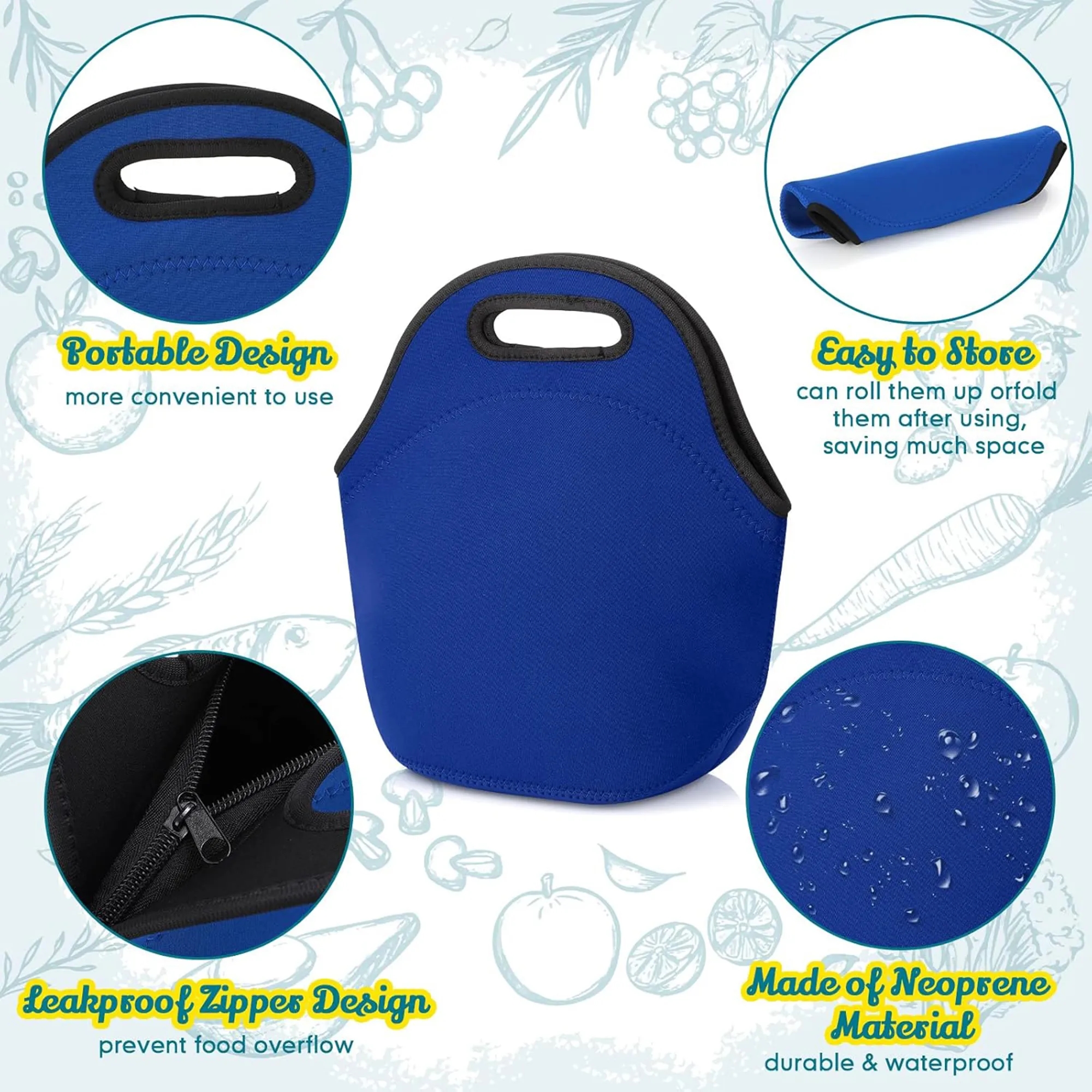 Neoprene Lunch Bag Insulated Portable 4