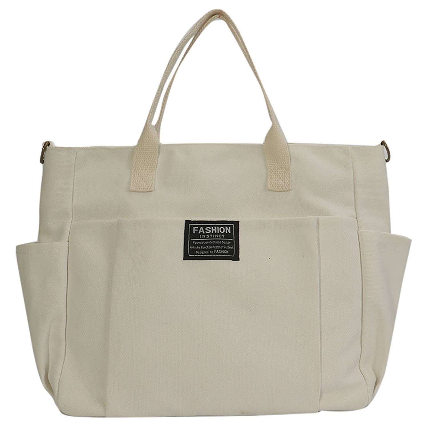 Commuter Women'S Canvas Tote Bag W/ Multi-Pocket Design, custom tote bag with logo imprint 3