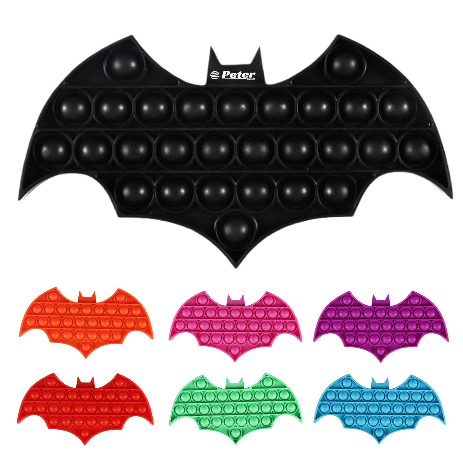 Halloween Colorful Bat Shaped Push Pop Bubble Ball Toy 2