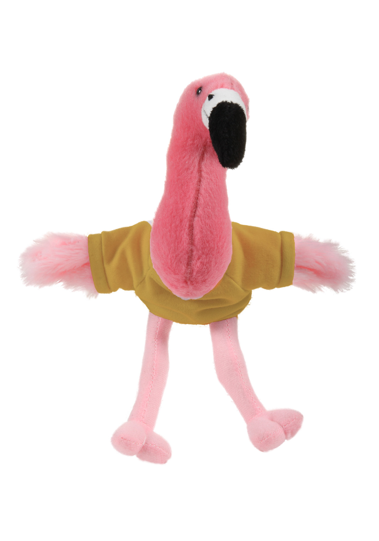 Soft Plush Sitting Flamingo waering a T-Shirt 12