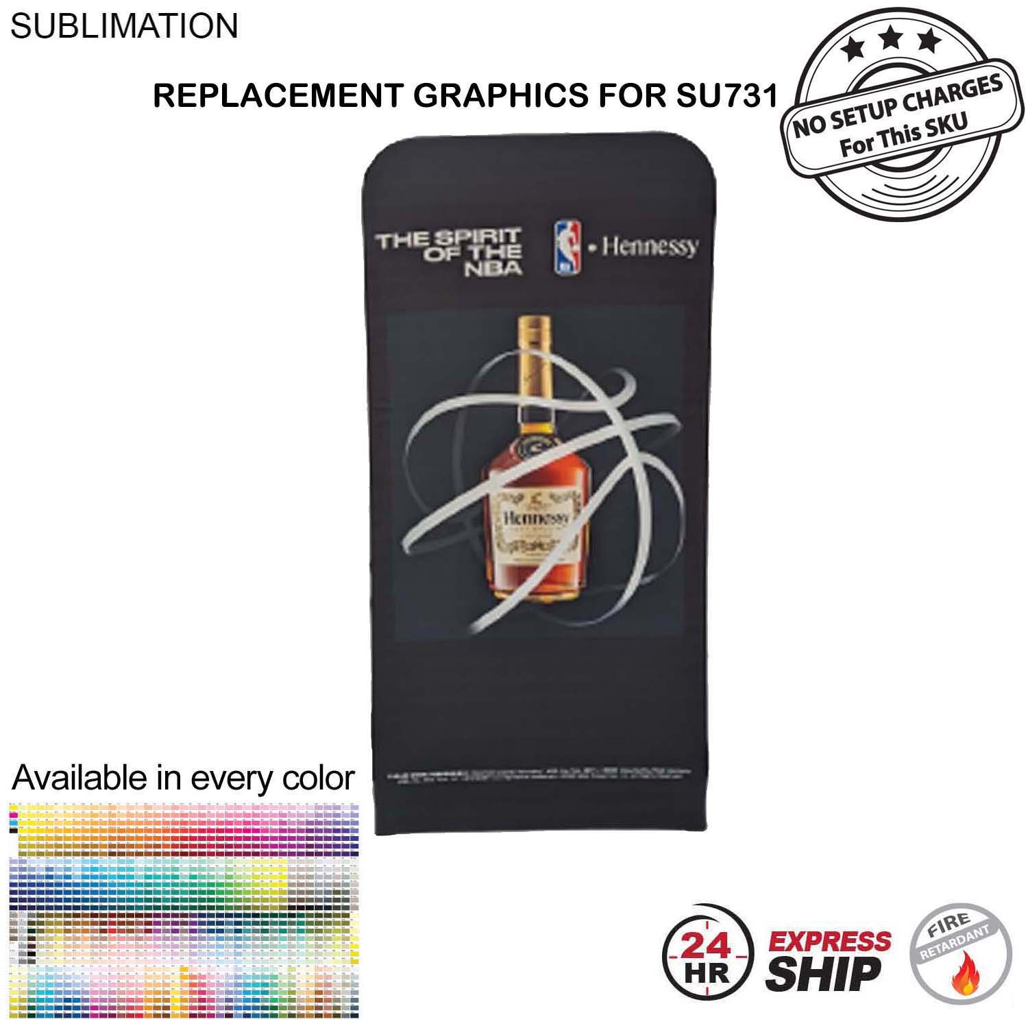 24 Hr Express - Replacement Graphics Double Sided 3'W x 78"H EuroFit Tension Fabric Slip on cover 7