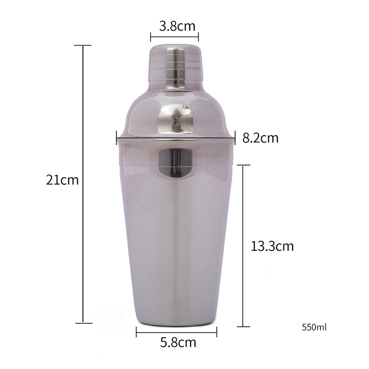 Large Stainless Steel Cocktail Shaker 18Oz/ 550Ml 3