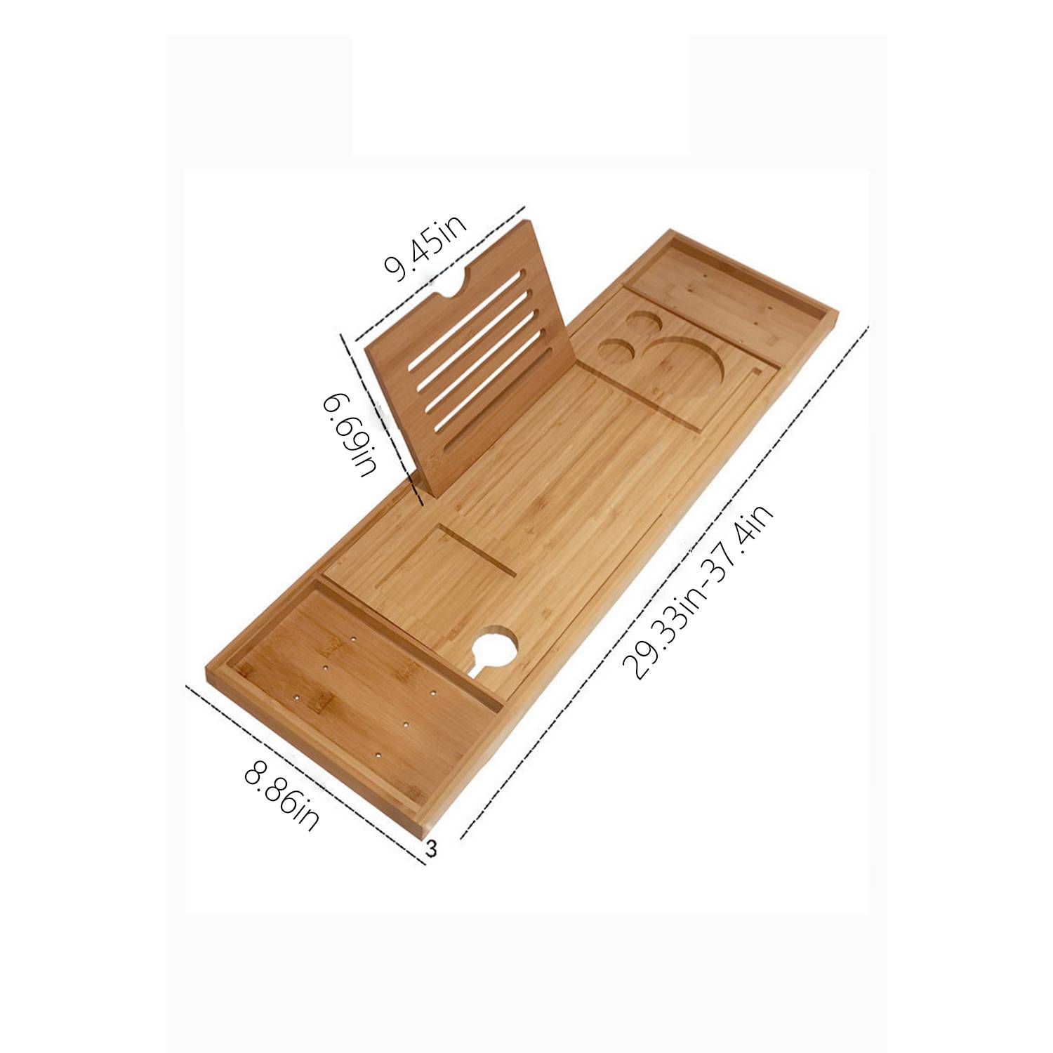 Bamboo Wood Expandable Non-Slip Bathtub Tray 4