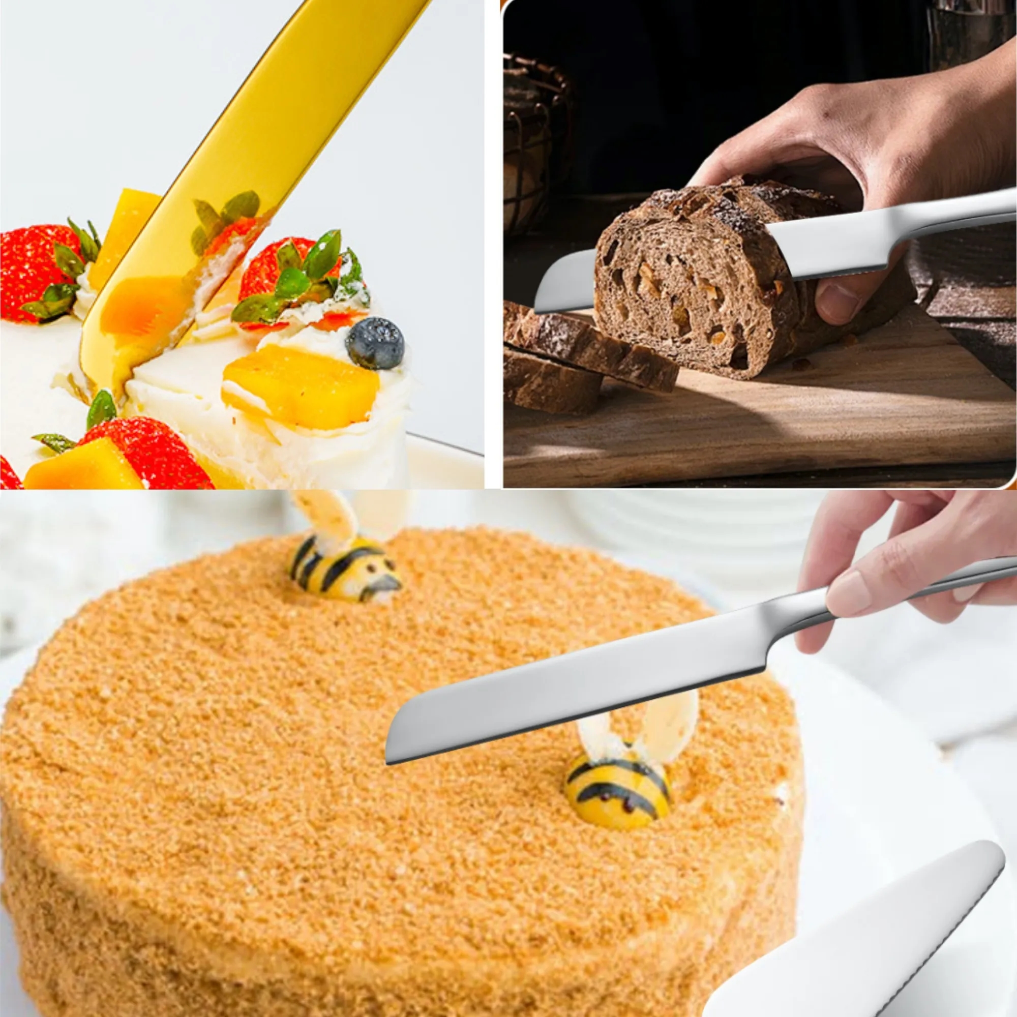 Stainless Steel Cake Knife Bread Cutter With Handle 2