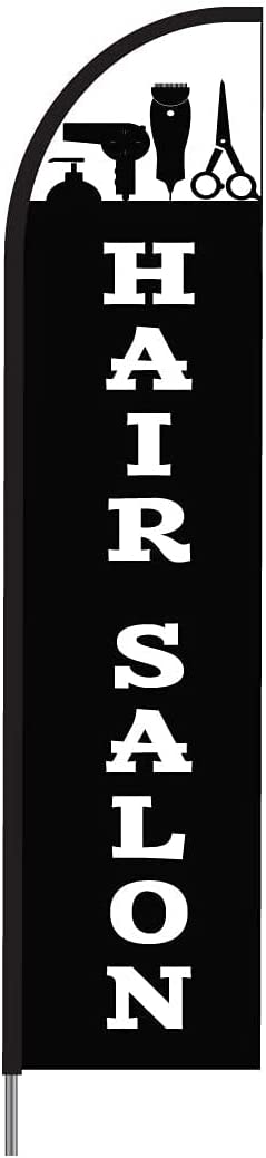 Hair Salon Sign Banner Feather Flag Pole Kit Outdoor Business Advertising Display, 15ft - Black 2