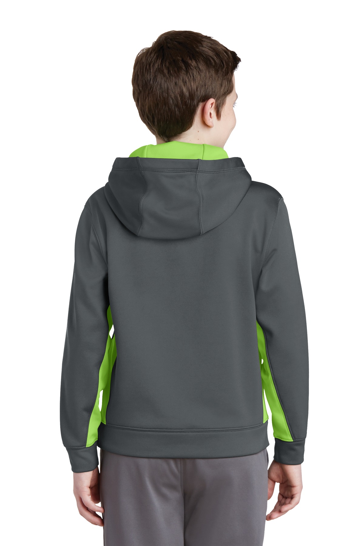 Sport-Tek Youth Sport-Wick Fleece Colorblock Hooded Pullover. YST235 34