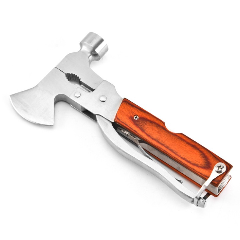 Outdoor Stainless Steel Multi-Tool with Wooden Handle 8
