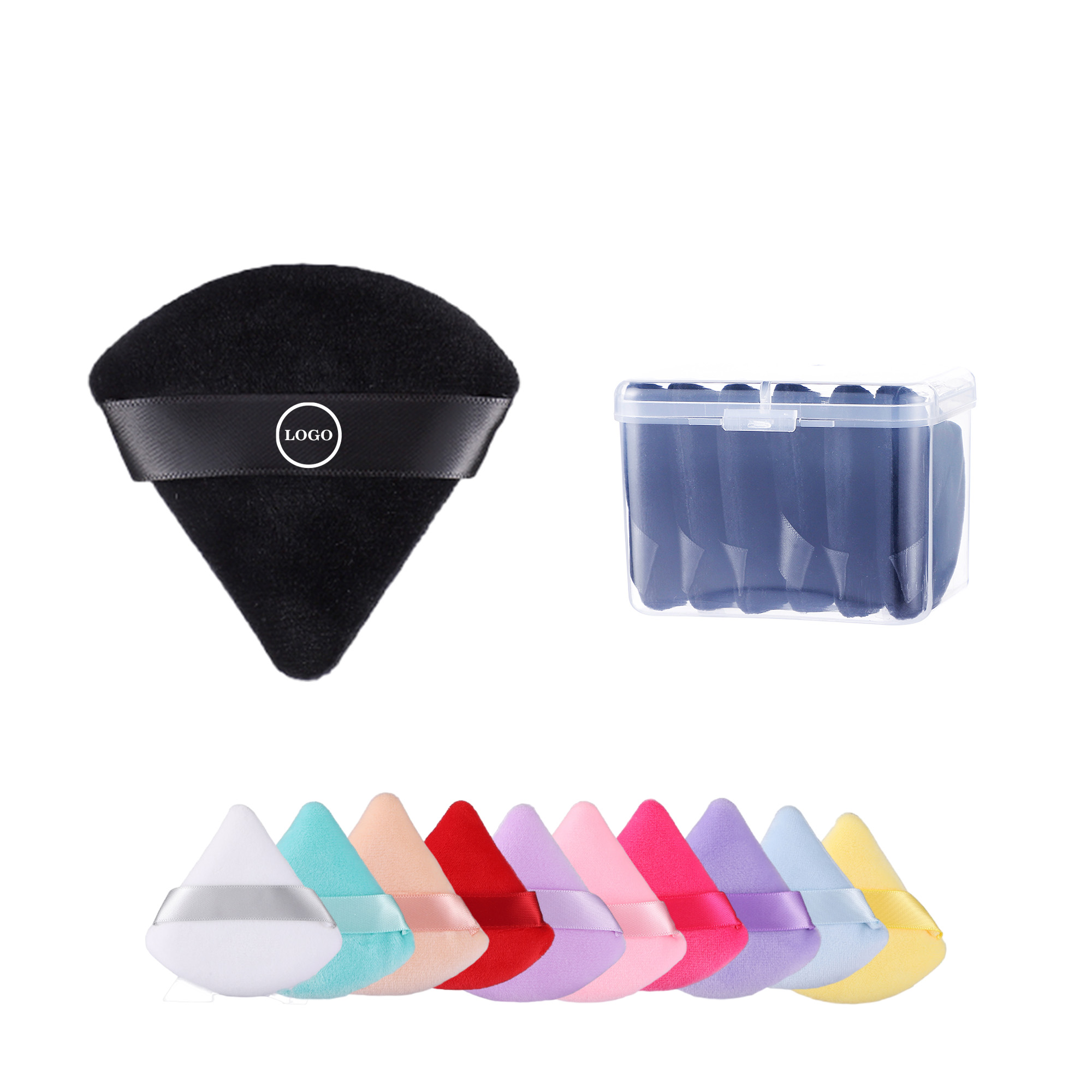 Triangle Powder Puffs Soft Velour 6PCS Makeup with Case 9