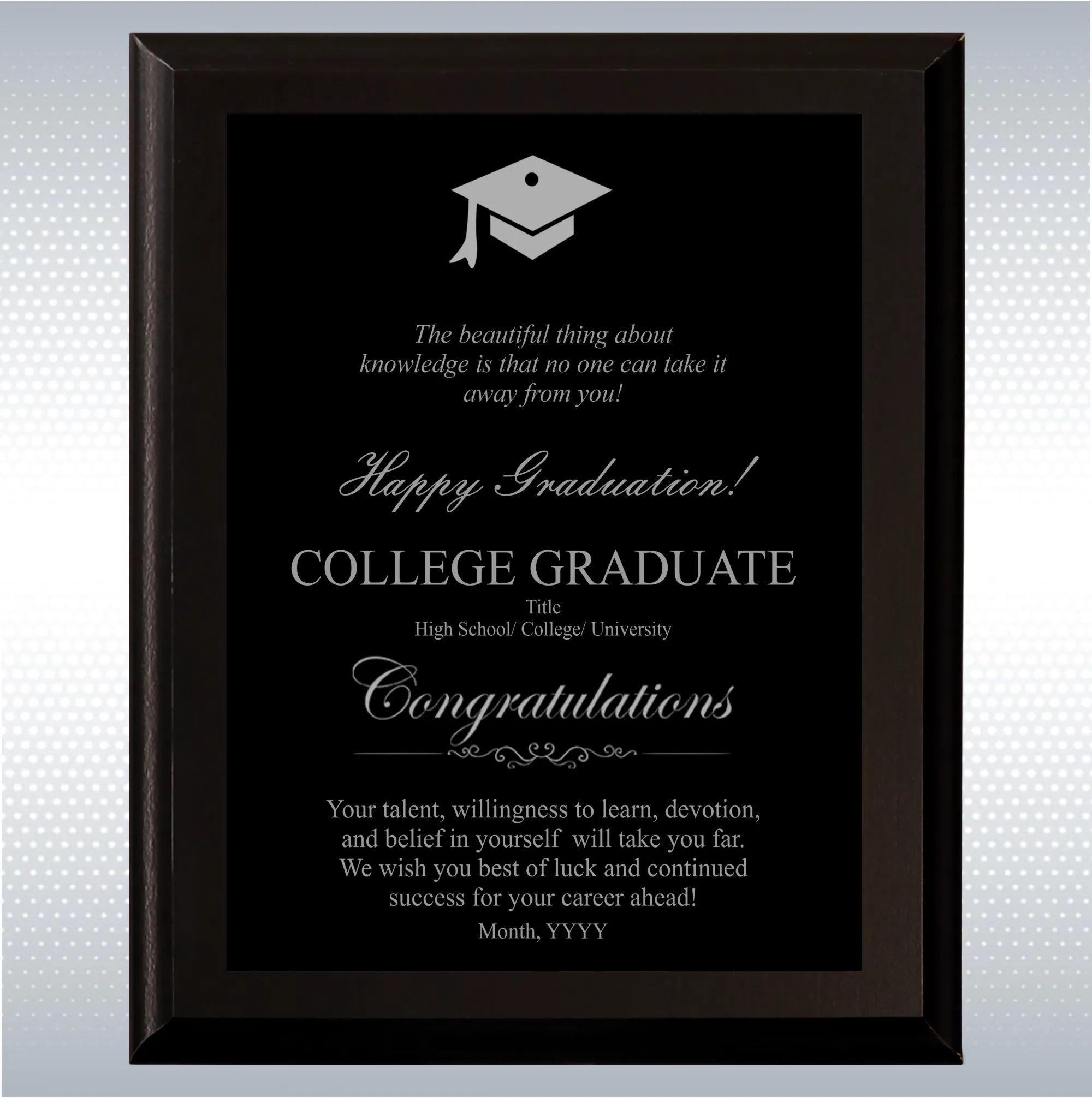 Black Matte Plaque Graduation Gift Award 14