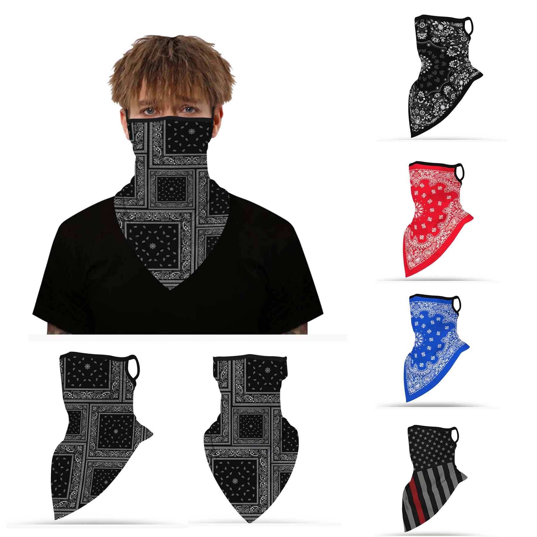 Triangle Face Mask Bandanas With Ear Loops 2