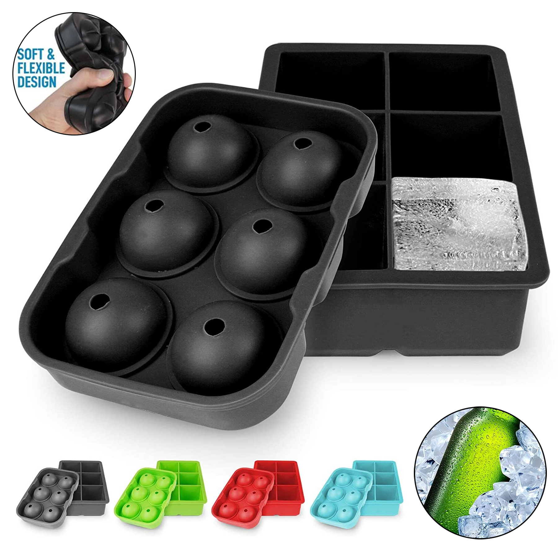 Square and Round Silicone Ice Cube Molds 2