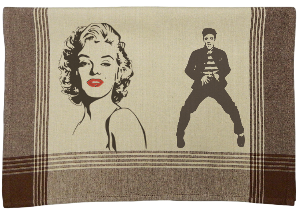 Brown/Tea Dyed Plaid Kitchen Towel with Custom Print 4