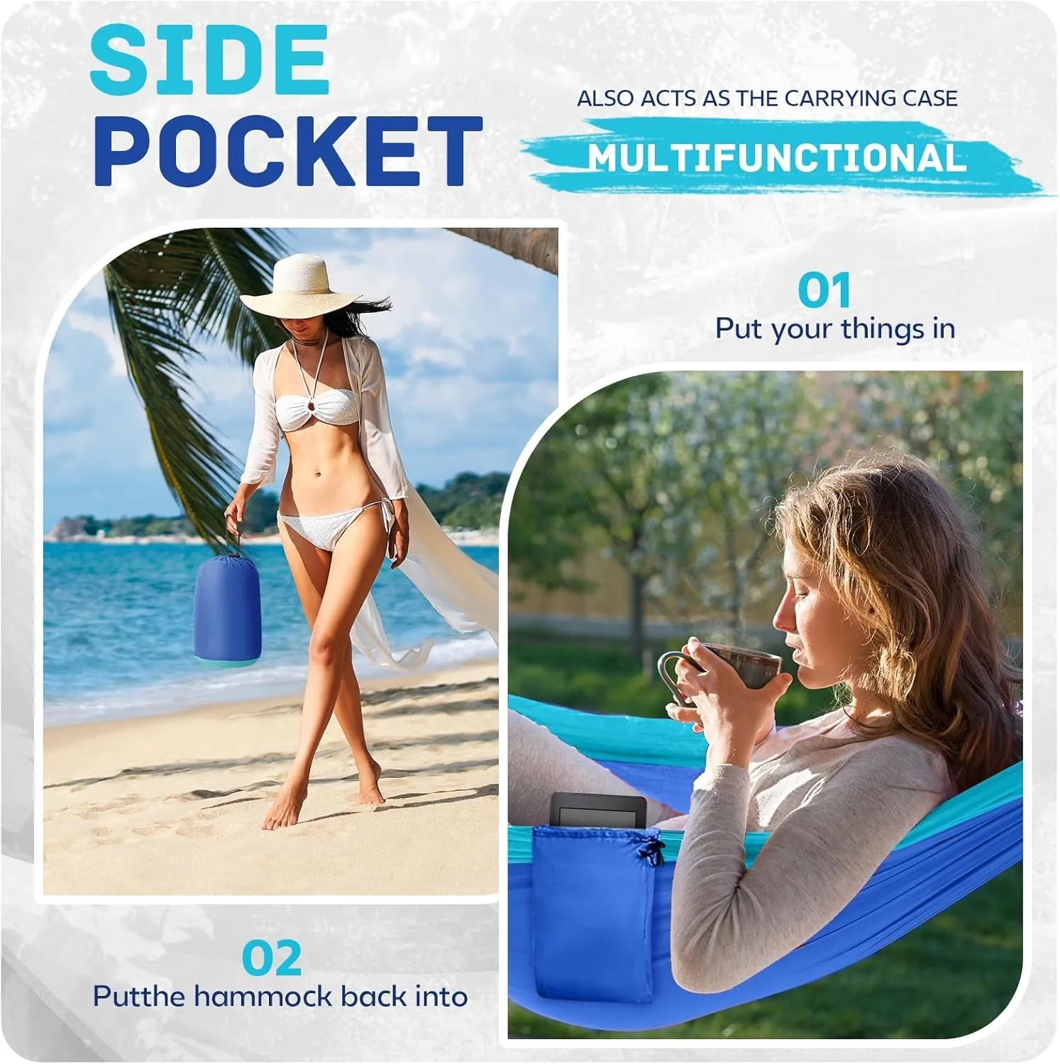 Portable Hammocks with Two Tree Straps 4