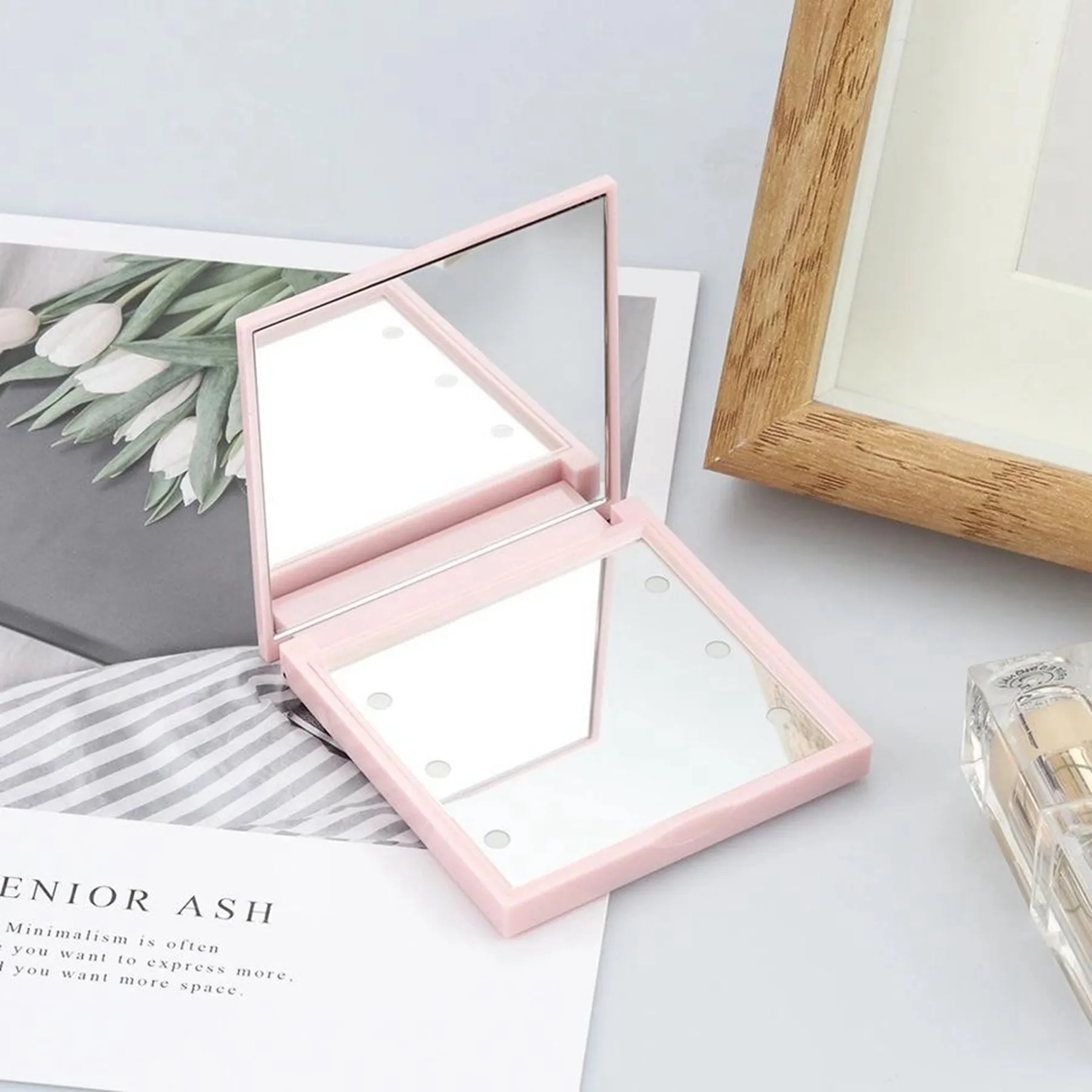 Lighted Folding Travel Makeup Mirror 16
