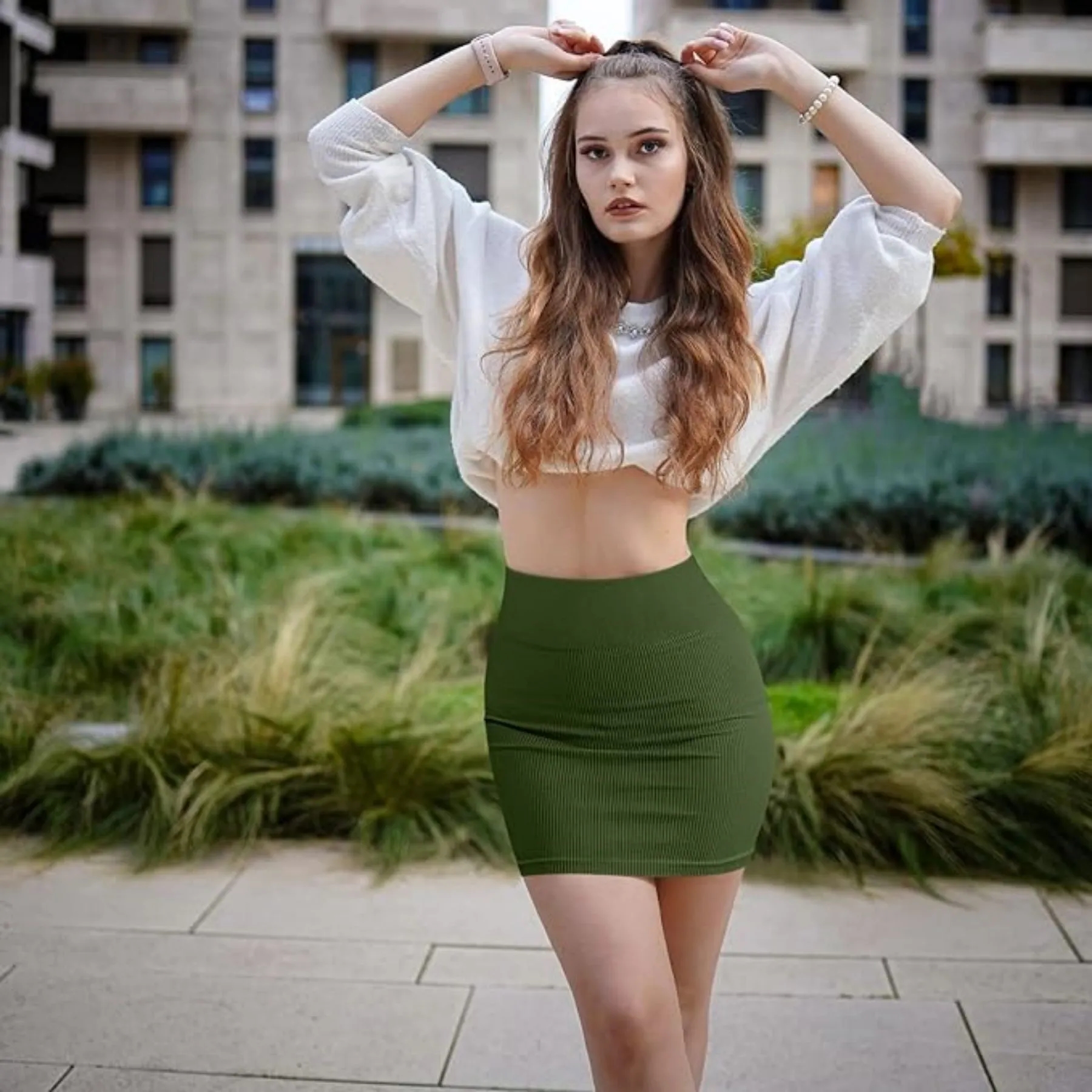 Women's Stretchy Ribbed Mini Skirt 7