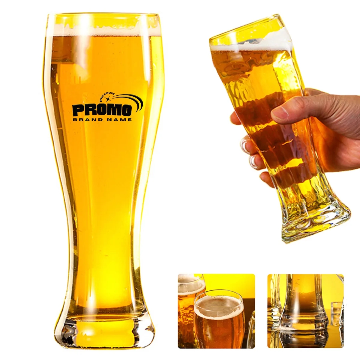 18.6oz. Curved Solid Glassware Craft Beer Pilsner Glasses 1