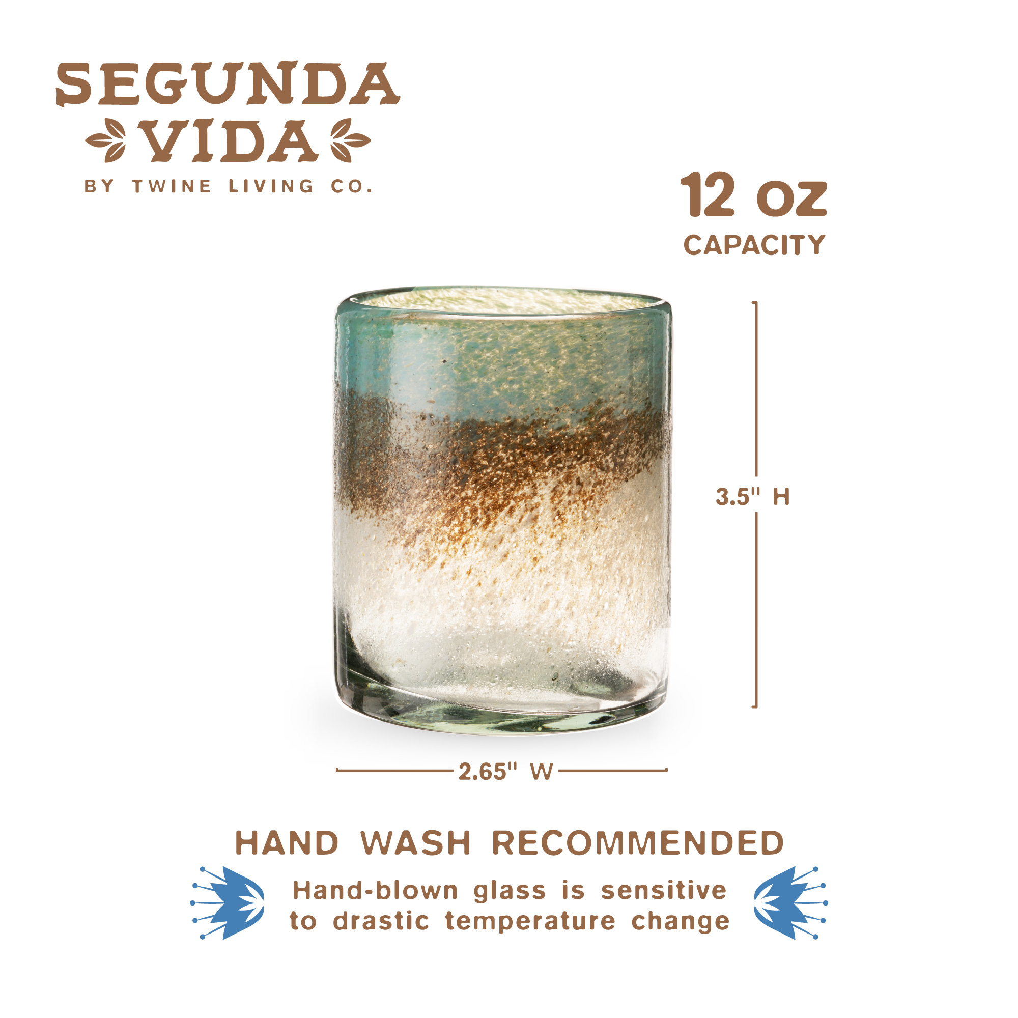 Twine Living® Playa Bonita Recycled Glass Tumbler, set of 2 6