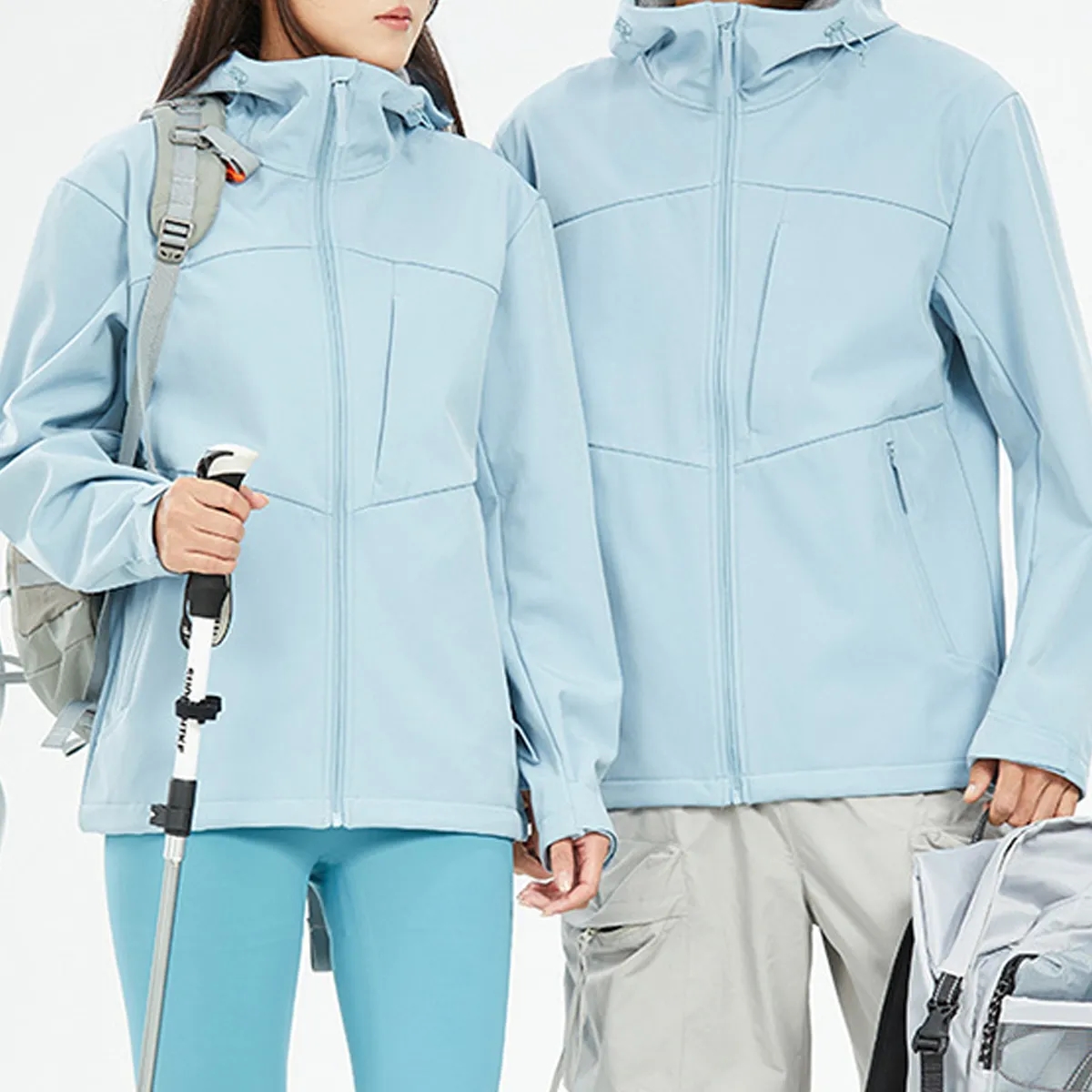 Unisex Soft Shell Hooded Jacket Water Resistant 7