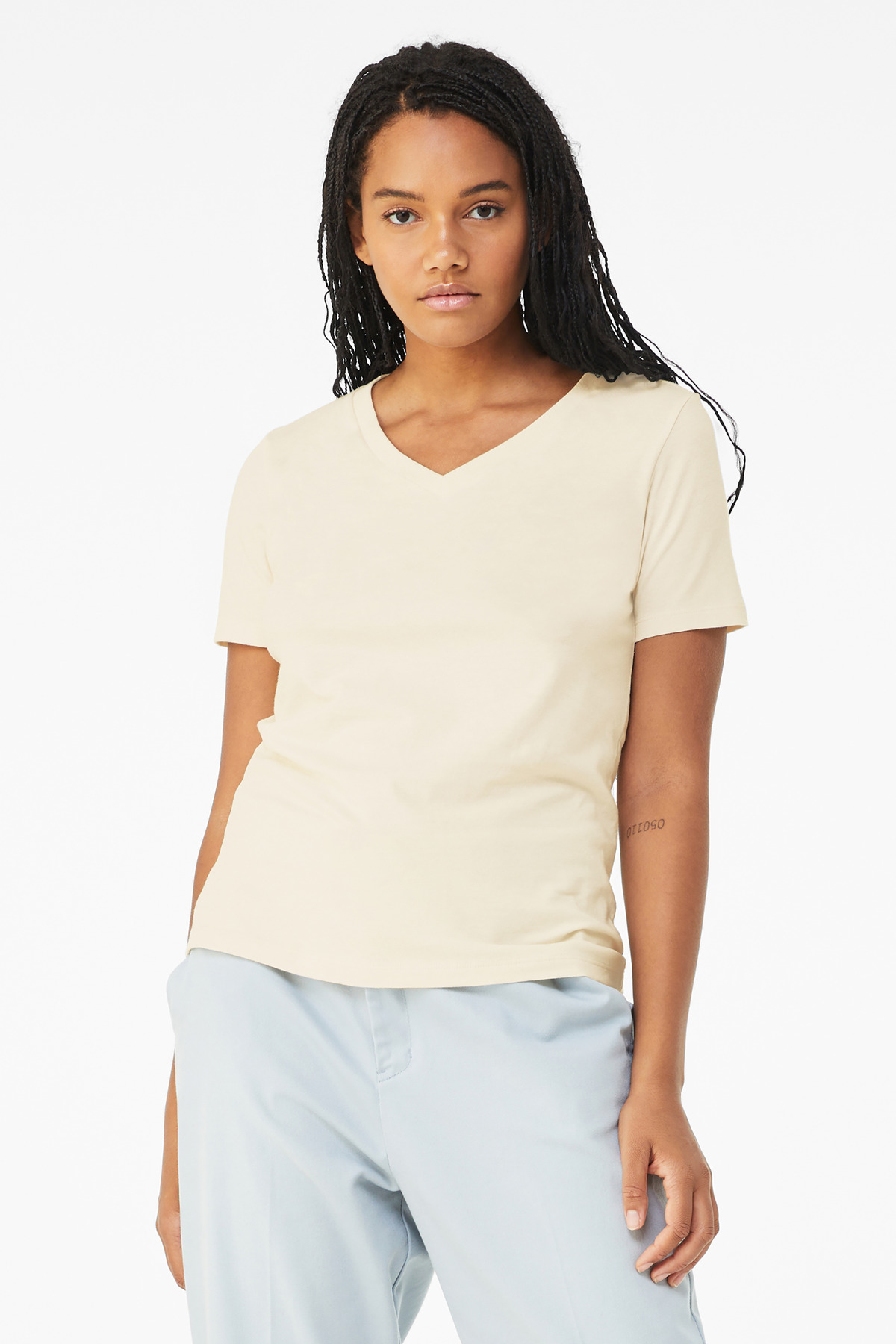 BELLA+CANVAS Women's Relaxed Jersey Short Sleeve V-Neck Tee. BC6405 63