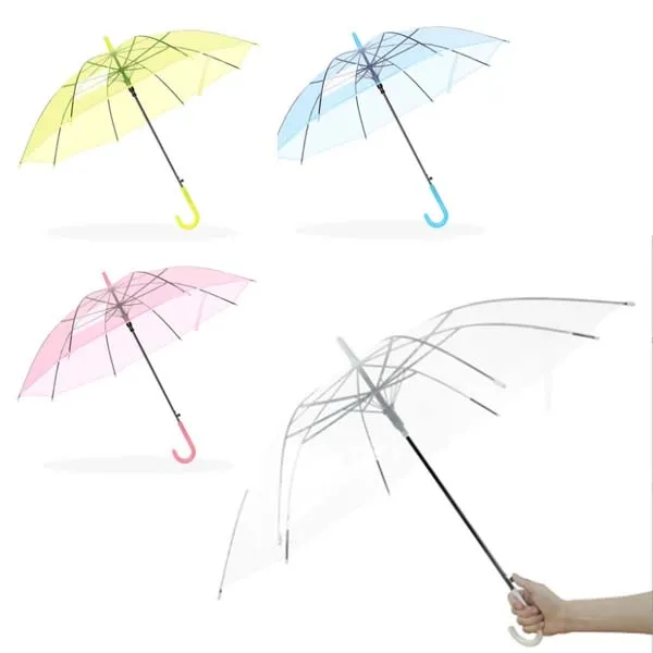 Auto Open Rain Transparent Umbrellas With Handle 2