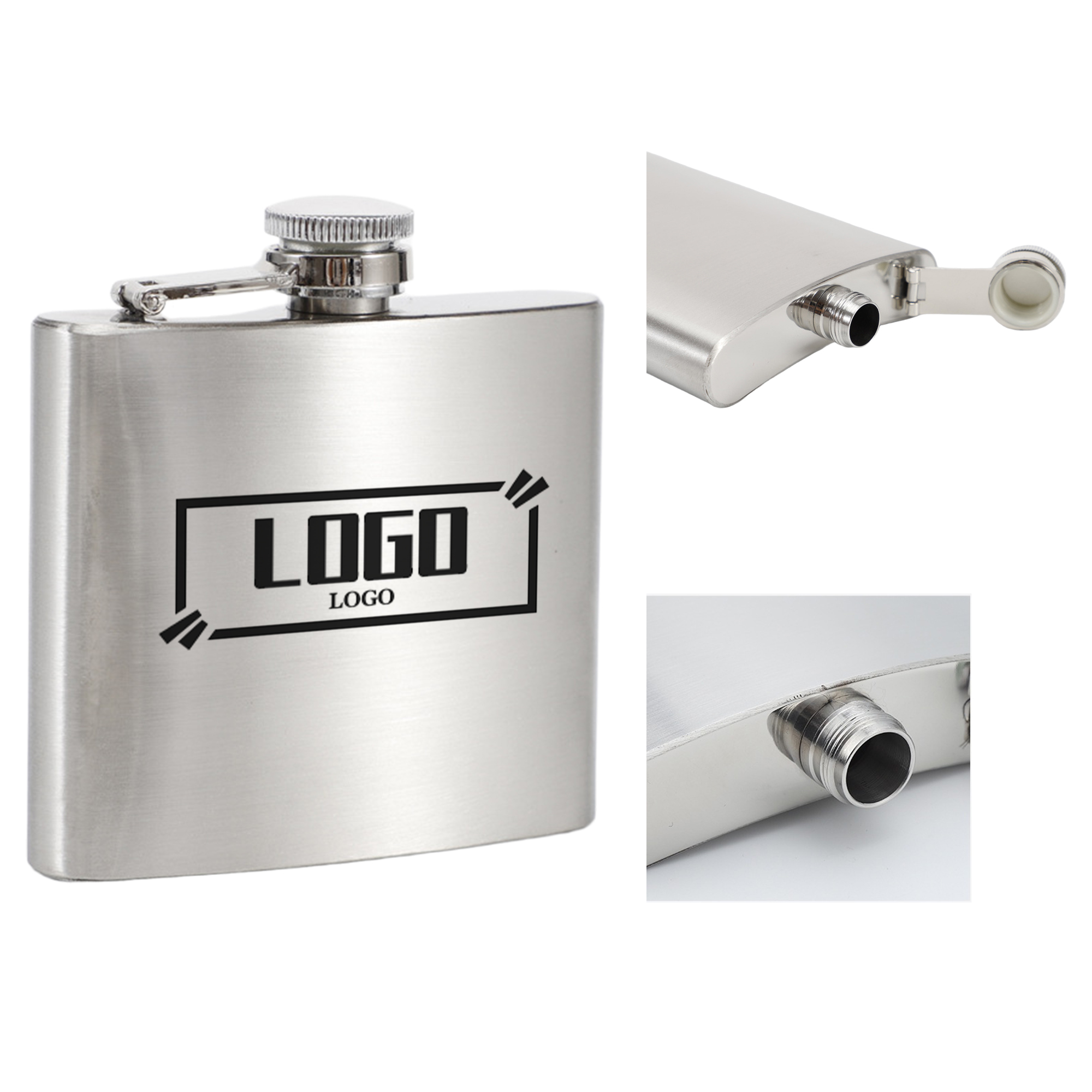 Durable Stainless Steel Pocket Flask, custom water bottle with logo imprint 2