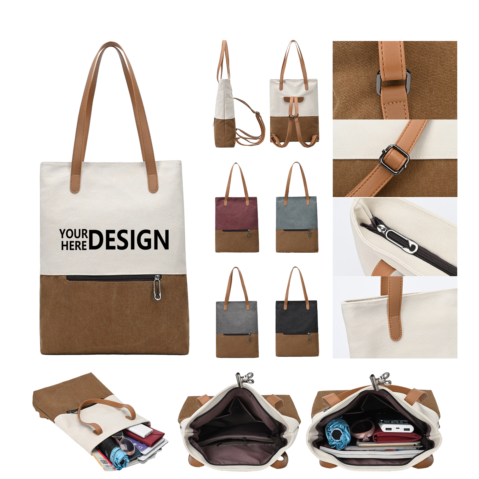 Canvas Shoulder and Handbag Commuter Backpack 2