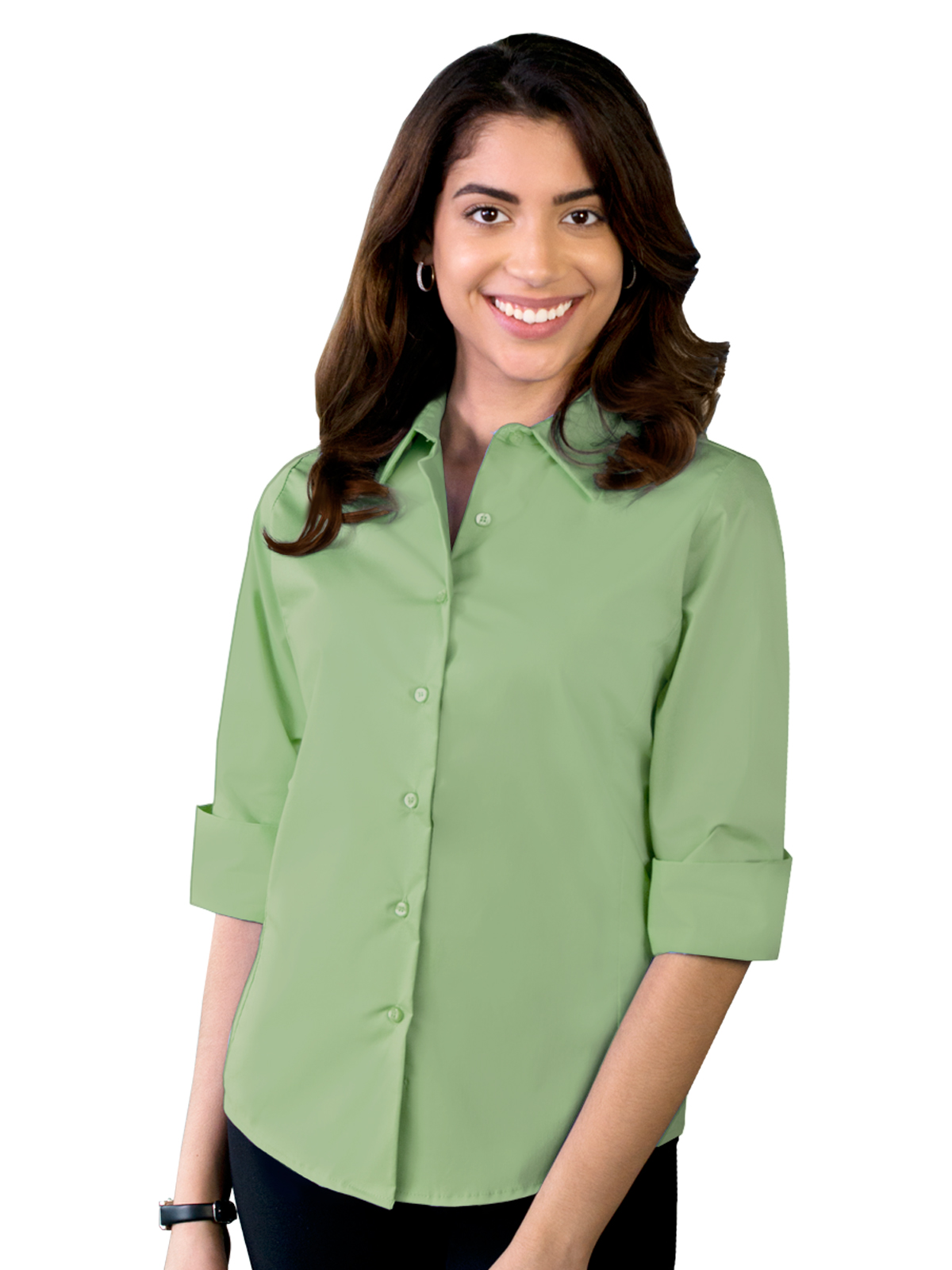Blue Generation - Women's Pocketless 3/4-Sleeve Stretch Poplin Shirt 15
