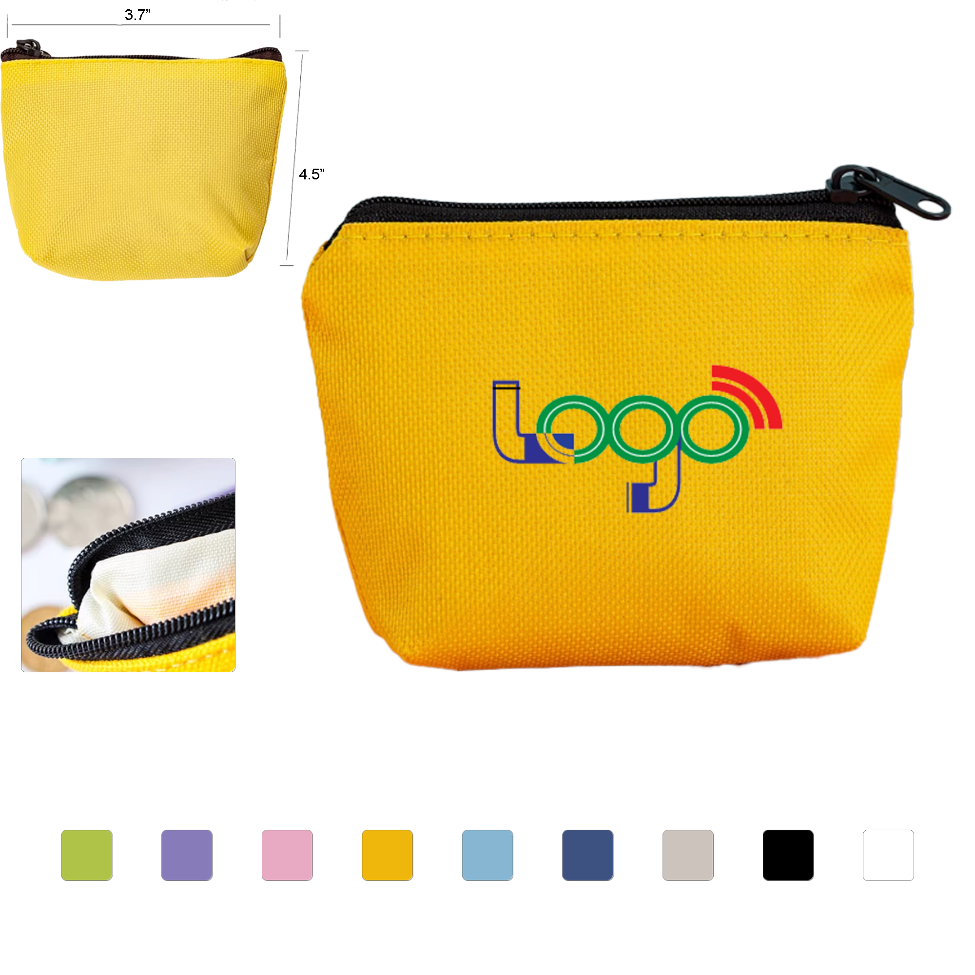 Lightweight Canvas Coin Wallet with Zipper 2