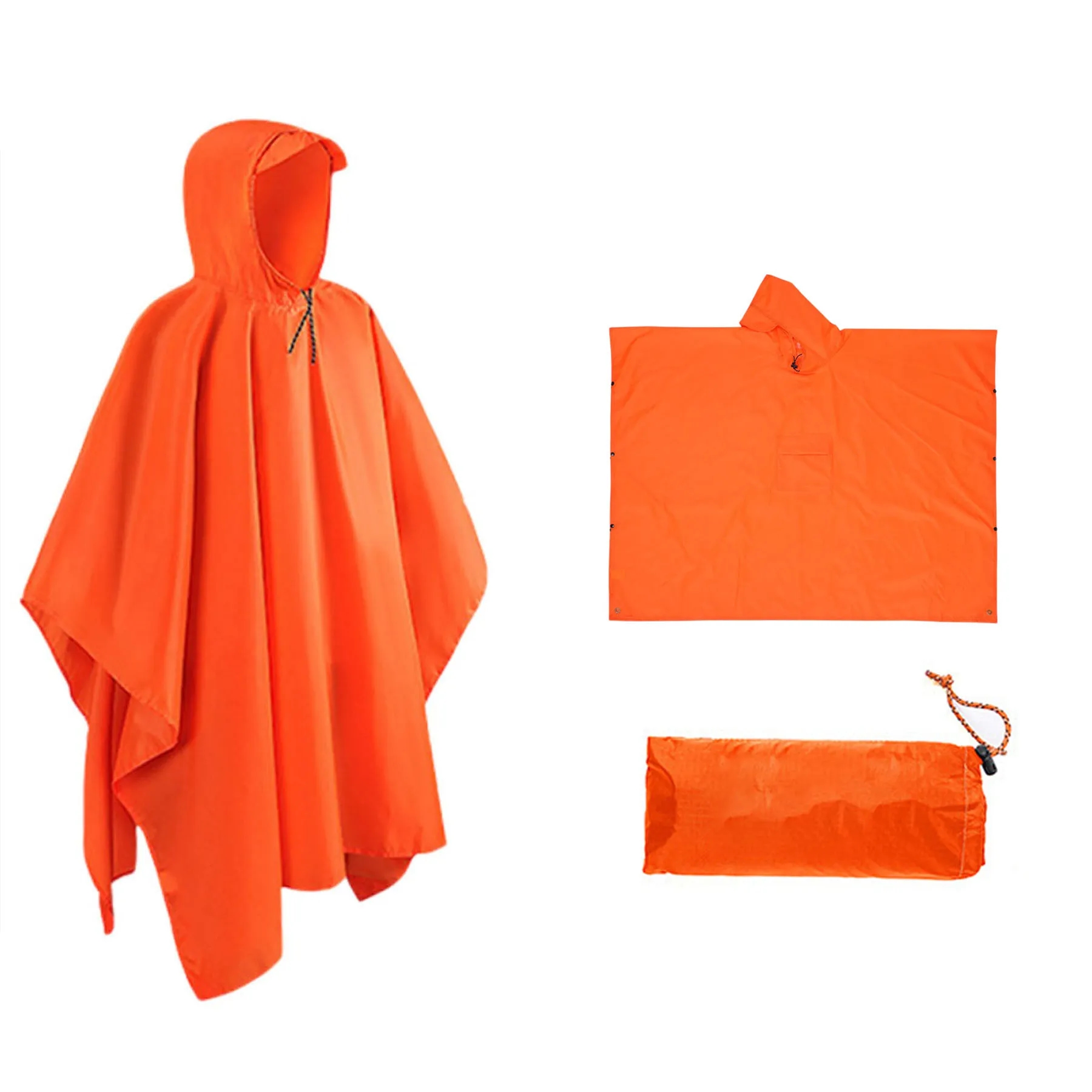 Hooded Rain Poncho With Pocket 7