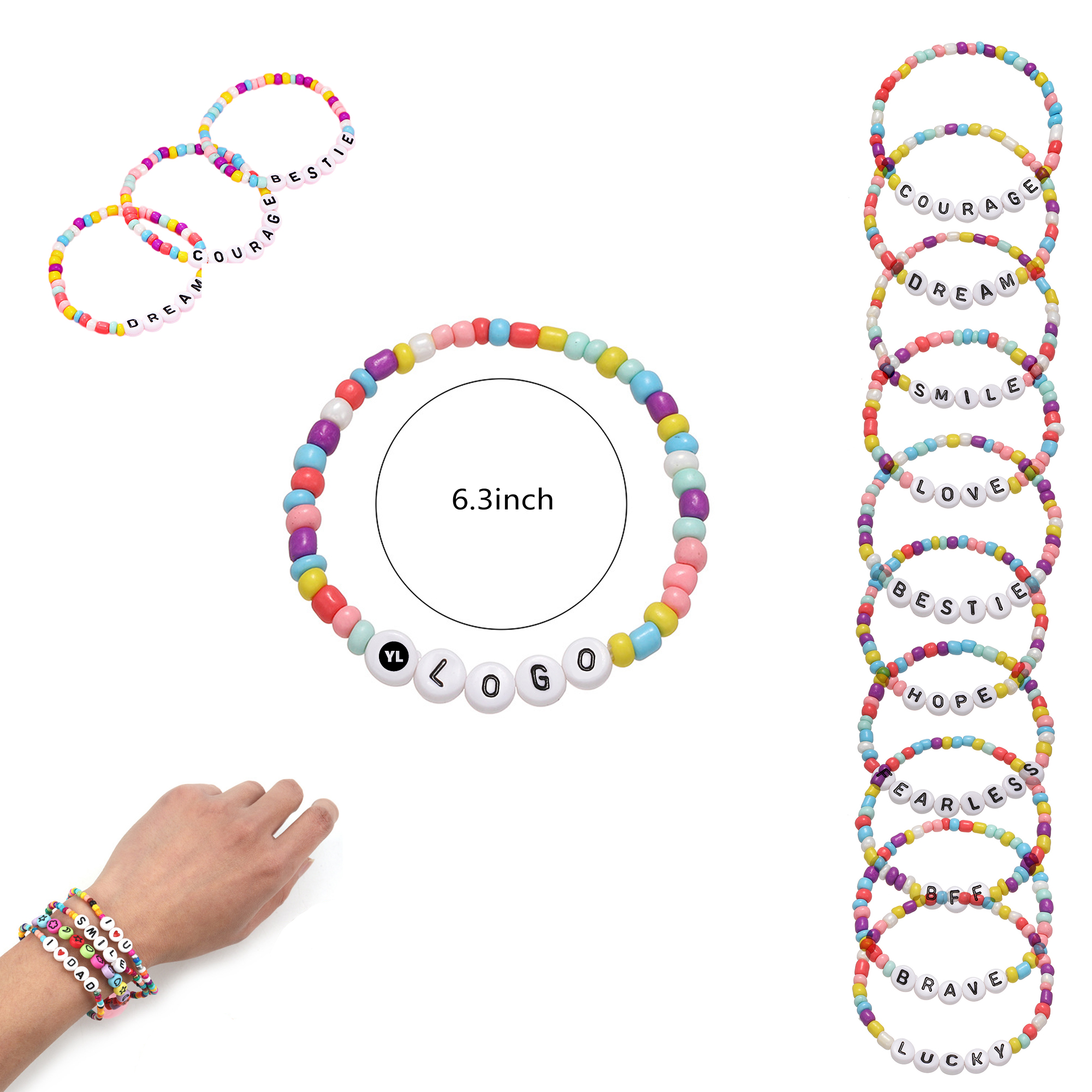 Custom Bohemian letter Stackable Bead Bracelet 2