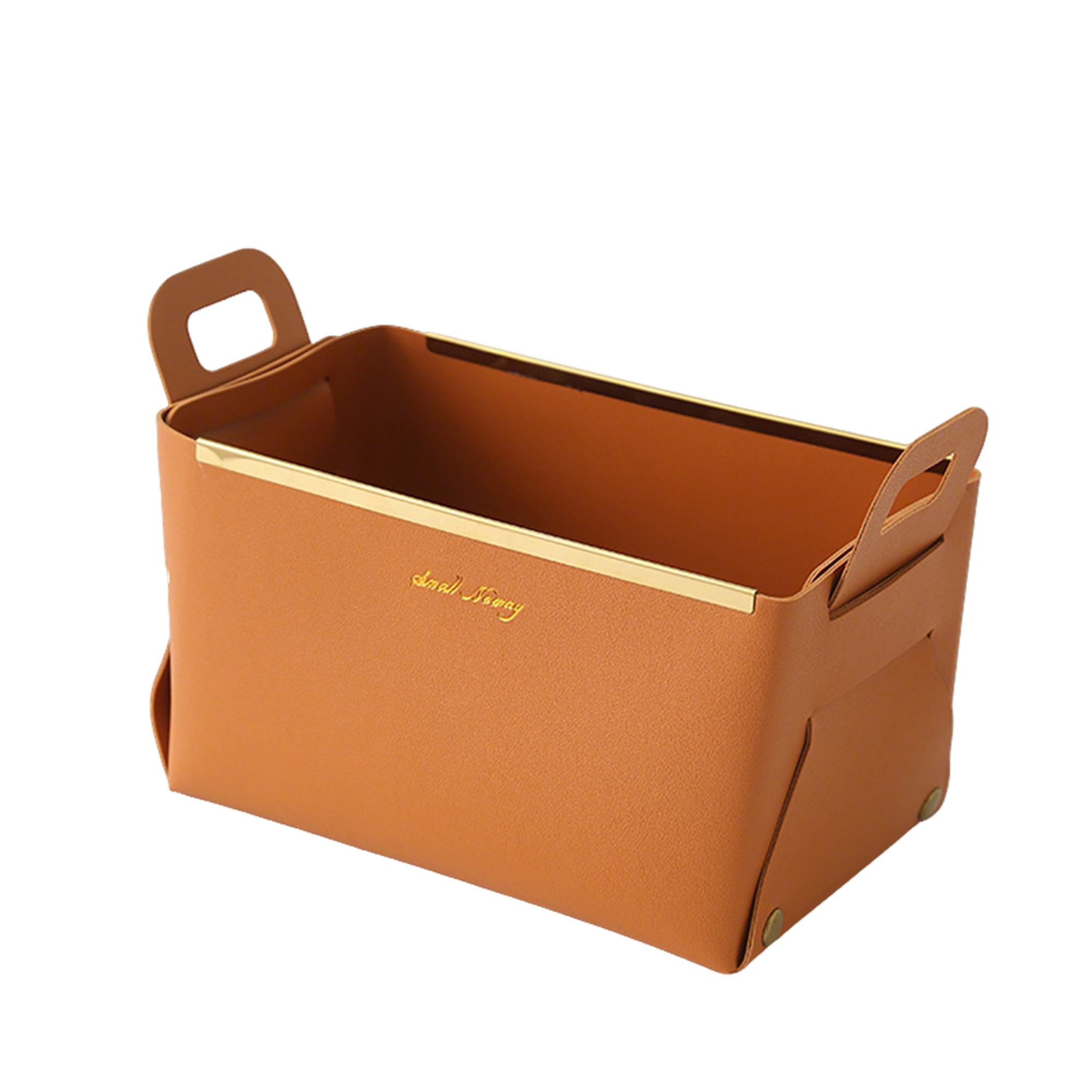 Pu Leather Collapsible Desktop Basket 9" x 5.6" x 5" 2
