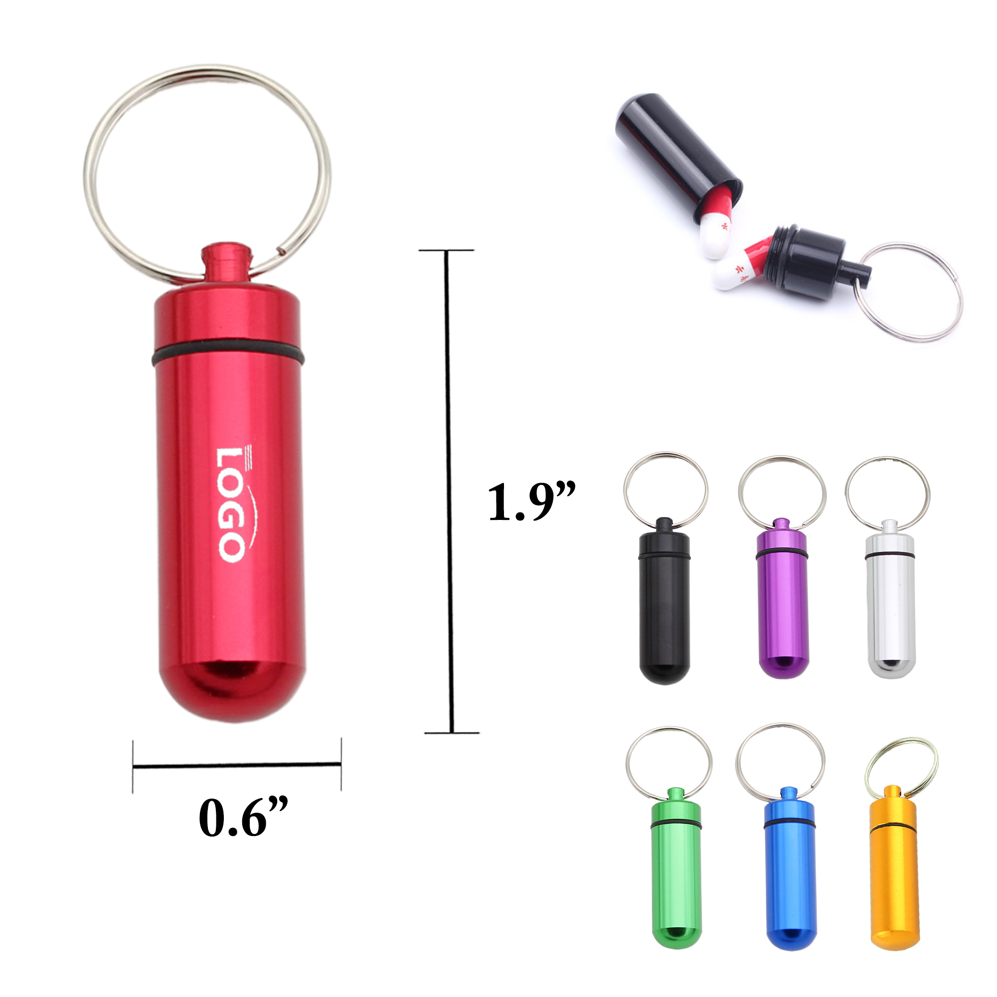 Mini Aluminum Pill Keychain Bottle 1