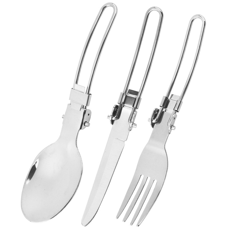 304 Stainless Steel Camping Folding Cutlery Set 4