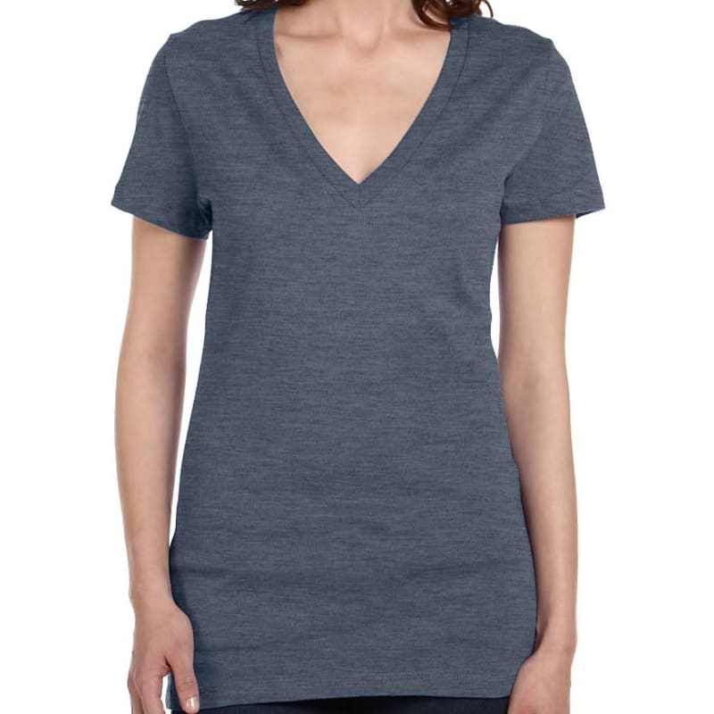 Bella Ladies Jersey Short-Sleeve Deep V-Neck T-Shirt 50