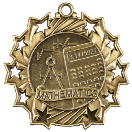 Math Ten Star Medal, 2-1/4" 2