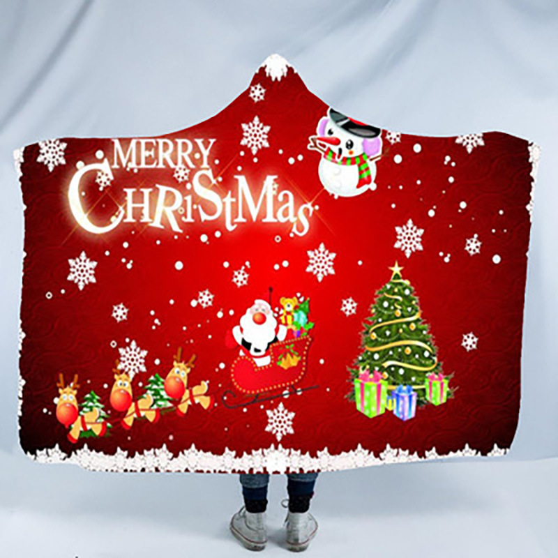 3D Digital Imprint Double Layer Christmas Blanket Cloak 2