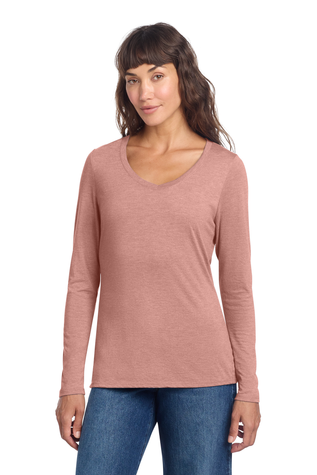 District Women's Perfect Tri Long Sleeve V-Neck Tee DT135 101