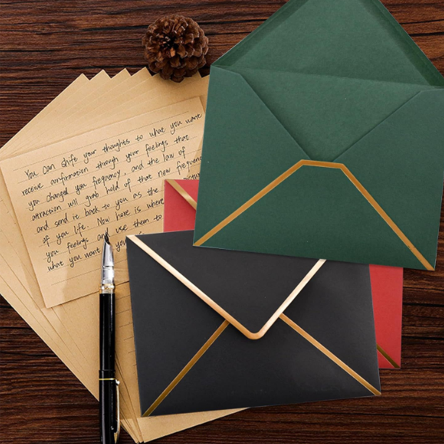 Gold Foiled Diamond Shaped Envelope Invitation 2