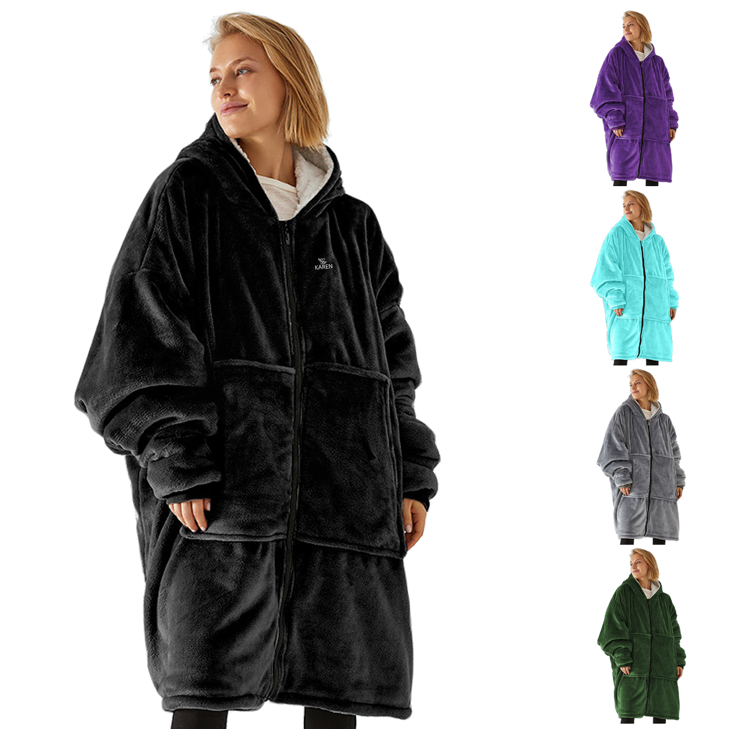 Oversized Lounge Zip Up Hoodie, custom hoodie or sweatshirt with logo imprint 5