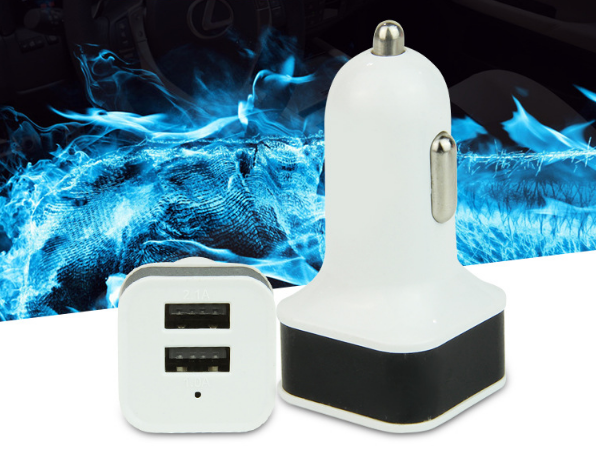 Opening gift square multi-function dual USB car charger 2